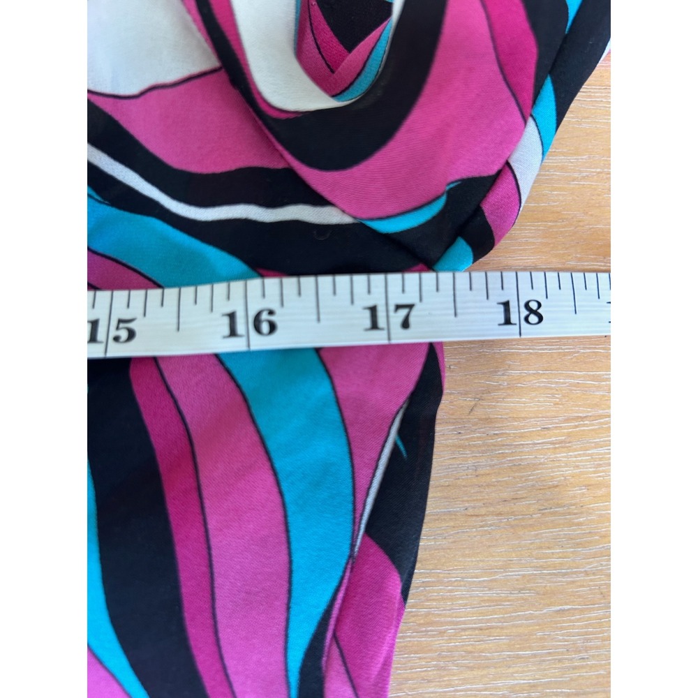 Michael Kors Silk Peasant Blouse Pink Blue Psychedelic Swirl Off Shoulder Small - Picture 7 of 8